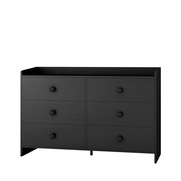 Chest of Drawers black Dresser , 6 Drawer Chest with Wide Storage, Modern Contemporary 6-Drawer Cabinet,  Dresser for Bedroom Living Room Hallway