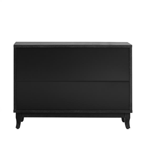 Sideboard with Glass Doors, 3 Door Mirrored Buffet Cabinet with Silver Handle for Living Room, Hallway, Dining Room (Black)