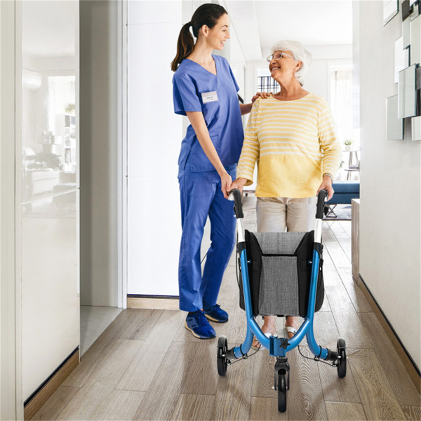 Foldable mobile walking aid with large shopping cart