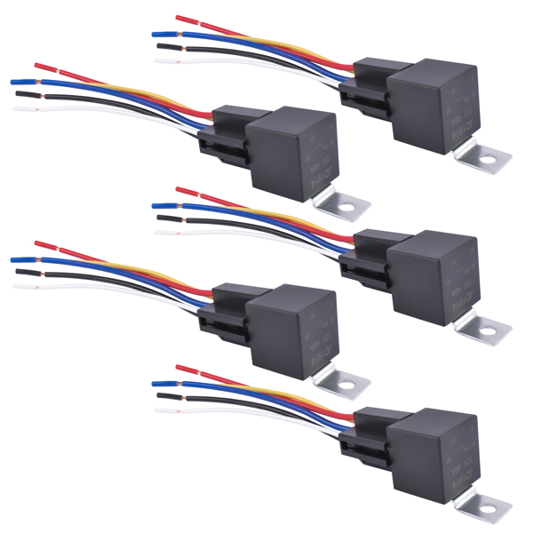 5Pcs Relays Switch 5Pin Harness Socket 12 Volt 40 Amp 5-Prong Waterproof Automotive Car SPDT