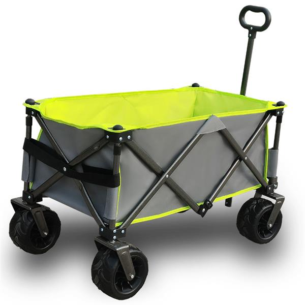 Folding Wagon, Heavy Duty Utility Beach Wagon Cart for Sand with Big Wheels, Adjustable Handle&Drink Holders for Shopping, Camping,Garden and Outdoor