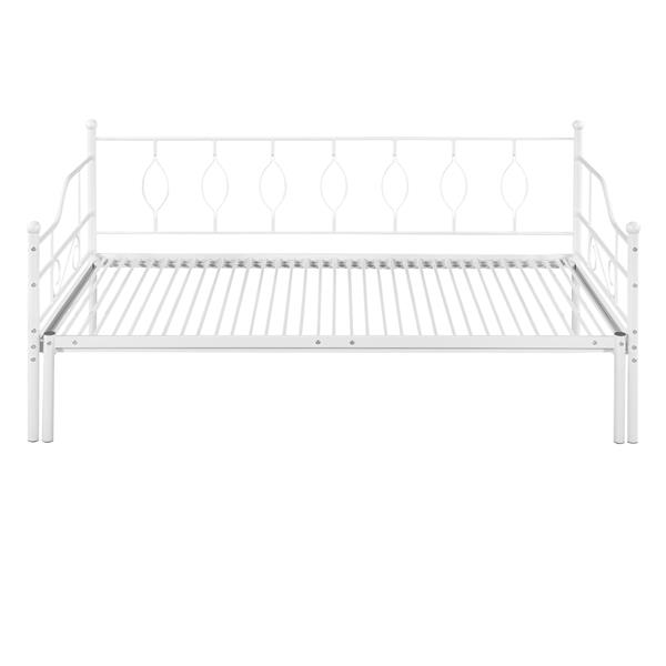 Twin Size Metal Daybed with Trundle, Daybed with Slat No Box required White