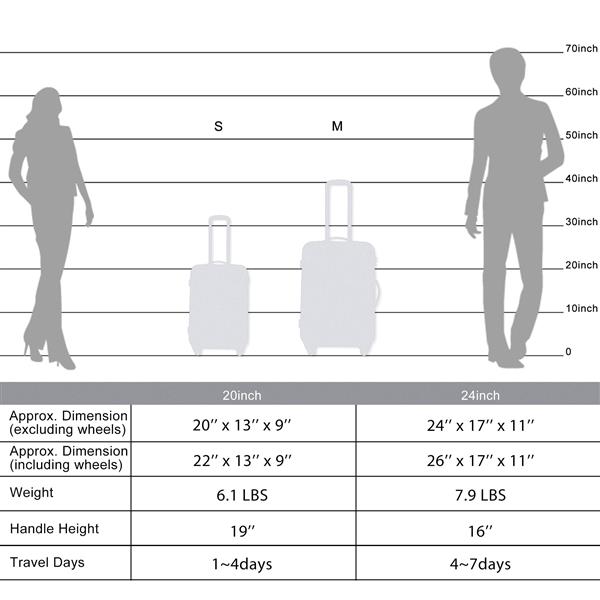 Expanable Spinner Wheel 2 Piece Luggage Set ABS Lightweight Suitcase with TSA Lock 20inch+24inch