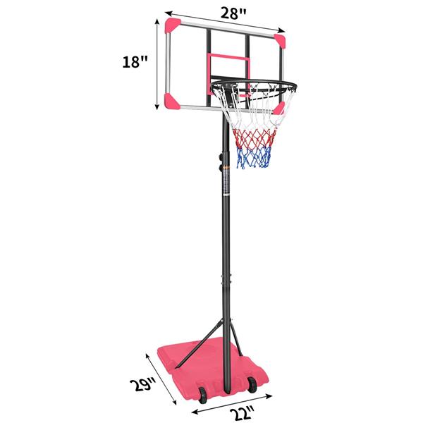 Portable Basketball Goal System with Stable Base and Wheels, use for Indoor Outdoor teenagers youth height adjustable 5.6 to 7ft Basketball Hoop 28 Inch Backboard