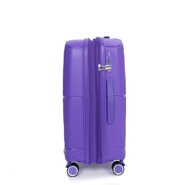 Expandable Hardshell Suitcase Double Spinner Wheels PP Luggage Sets Lightweight Durable Suitcase with TSA Lock,3-Piece Set (20/24/28) , Purple