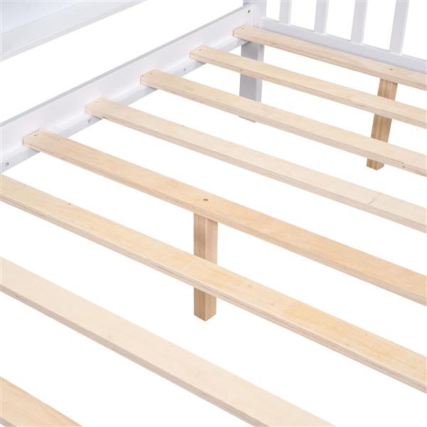 Wooden Full Size House Bed with 2 Drawers,Kids Bed with Storage Shelf, White(Expected Arrival Time: 5.15)