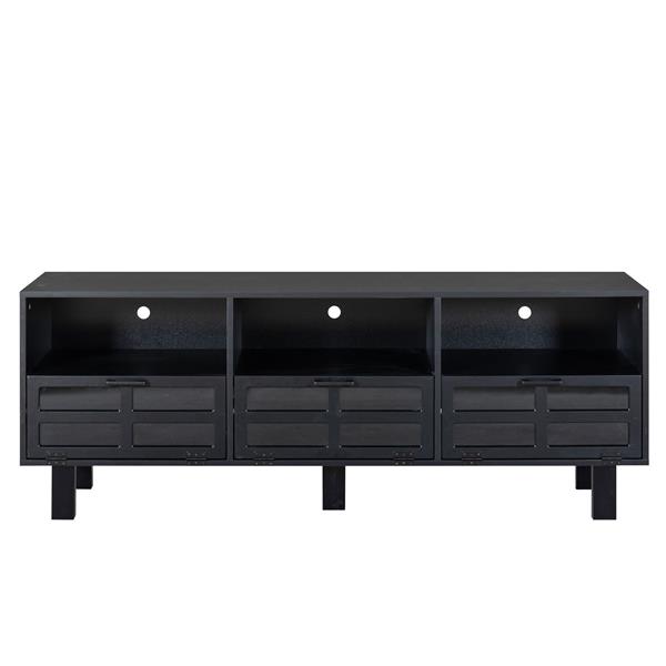 TV stand,TV cabinet,American country style TV lockers,The toughened glass door panel,Metal handles,birch legs,Turn down the drawer,can be placed in Lounge Room,Living Room or Bedroom,color:black