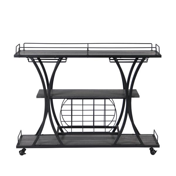 Industrial Bar Cart Kitchen Bar&Serving Cart for Home with Wheels 3 -Tier Storage Shelves