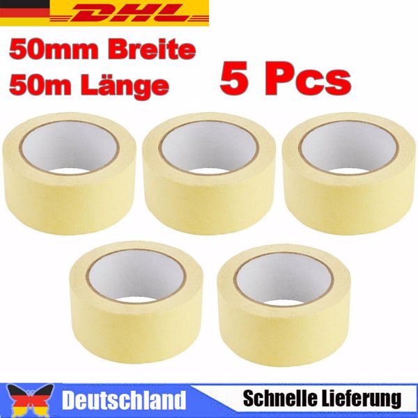 5 x Kreppband 50 mm x 50 m Malerkrepp Abklebeband Klebeband Abdeckband Krepp