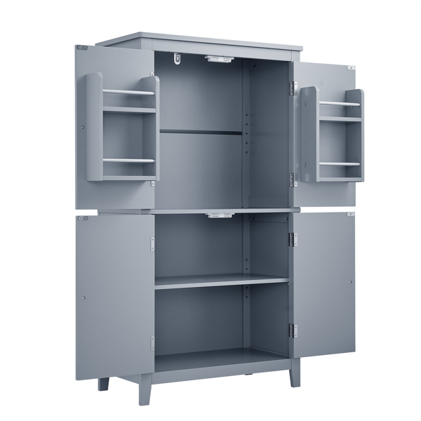 Bathroom Storage Cabinet, Cabinet with Two Doors and Drawers, Adjustable Shelf, MDF Board, Grey  