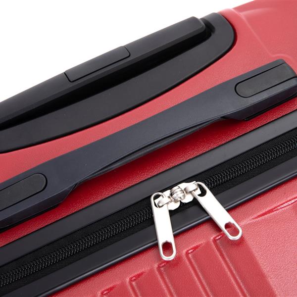 3 Piece Luggage Sets PC+ABS Lightweight Suitcase with Two Hooks, Spinner Wheels, (20/24/28) Red