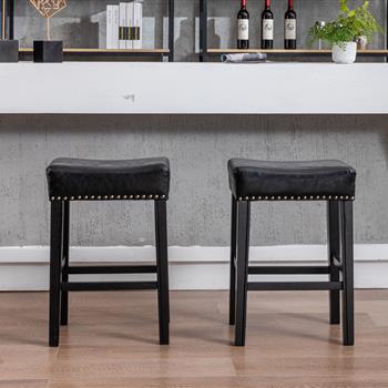 Furniture,Counter Height 26\\" Bar Stools for Kitchen Counter Backless  Faux Leather Stools Farmhouse Island Chairs (26 Inch, Black, Set of 2)