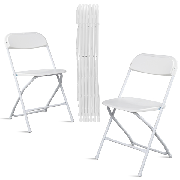 6pcs Injection Molding Classic Garden Plastic Folding Chair White