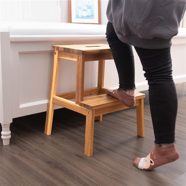 Acacia Wood Two Steps Stool Small Size Rectangle