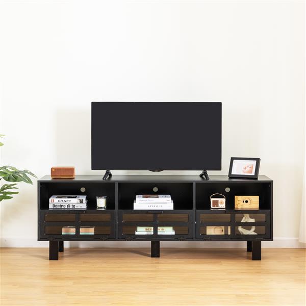 TV stand,TV cabinet,American country style TV lockers,The toughened glass door panel,Metal handles,birch legs,Turn down the drawer,can be placed in Lounge Room,Living Room or Bedroom,color:black