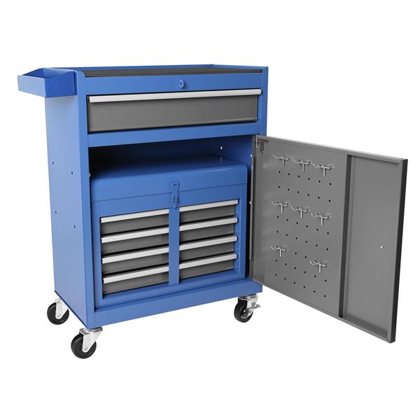 Tool Chest, 5-Drawer Rolling Tool Storage Cabinet with Detachable Top Tool Box, Liner, Universal Lockable Wheels, Adjustable Shelf, Locking Mechanism, Metal Tool Cart for Garage Workshop