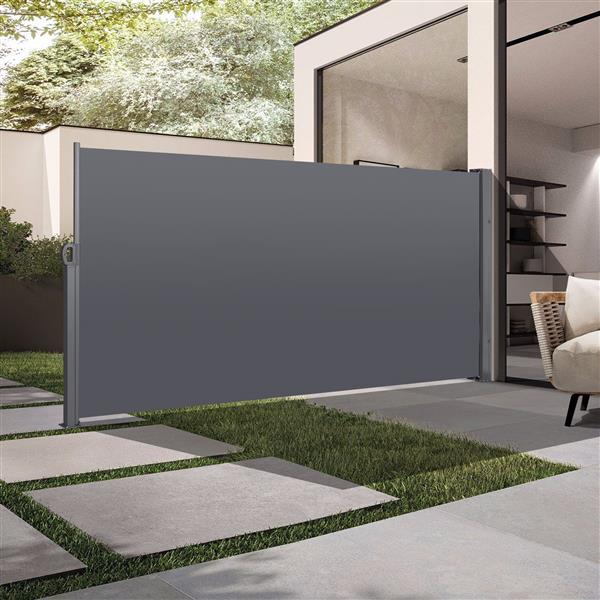 Retractable Side Screen Awning, UV Resistant, Waterproof, Patio Privacy Screen for Garden, Balcony, Courtyard(Dark Grey), 118.1" x 70.9"