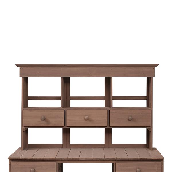 [Video Provided] Garden Potting Bench Table, Rustic and Sleek Design with Multiple Drawers and Shelves for Storage, Brown