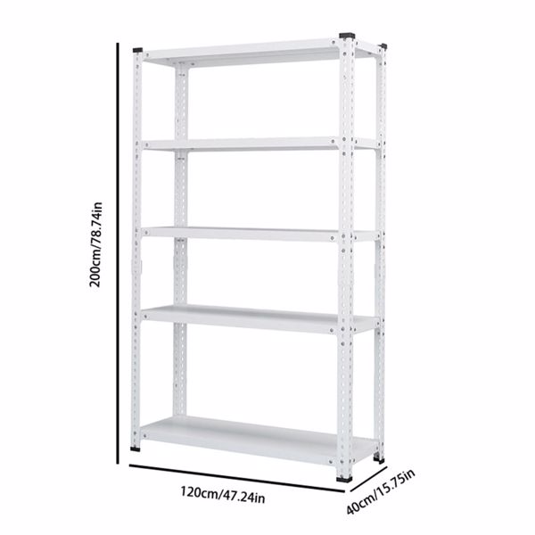 Household storage rack, adjustable display rack, basement balcony storage rack, carbon steel storage rack, 120cm * 40cm * 180cm, five floors (white) 