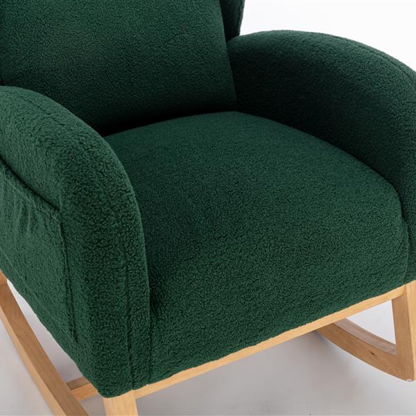 Fabric Rocking Chair With Packet Wood Legs,Green