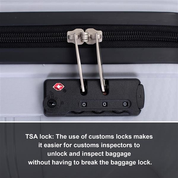 Hardshell Suitcase Spinner Wheels PP Luggage Sets Lightweight Durable Suitcase with TSA Lock,3-Piece Set (20/24/28) ,Silver