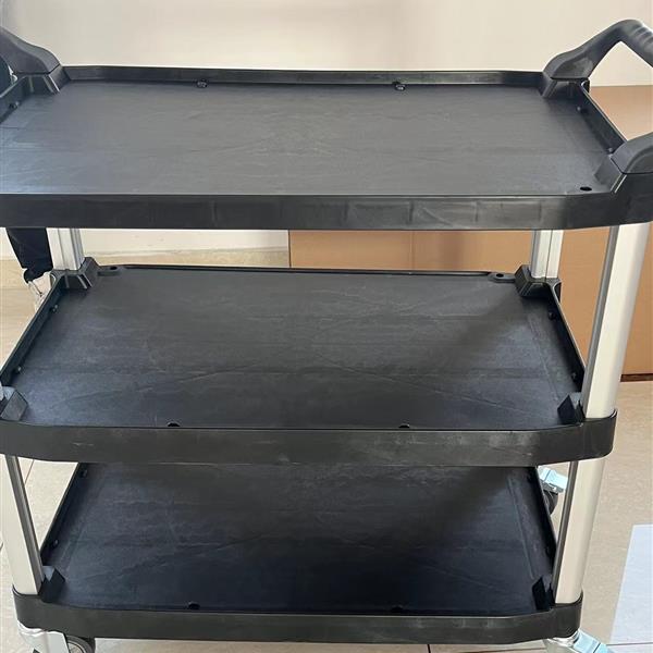 Three-layer thickened plastic mobile tool cart