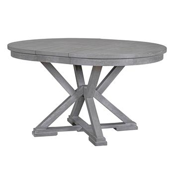 5-Piece Retro Functional Dining Table Set Extendable Round Table and 4 Upholstered Chairs for Dining Room and Living Room (Grey)