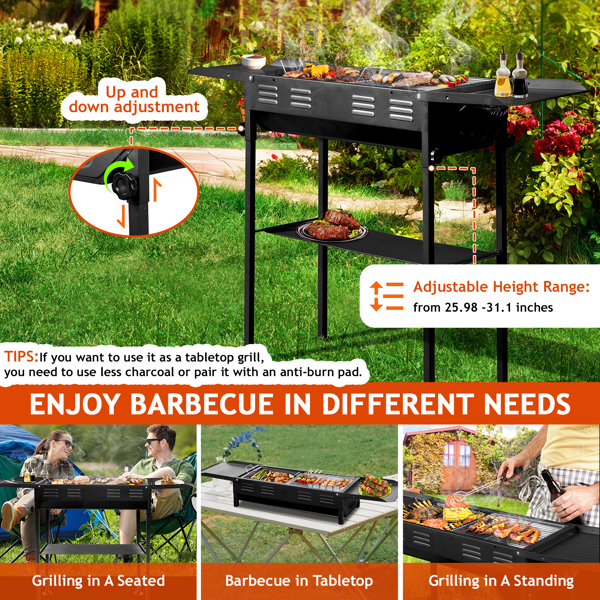 Portable Charcoal Grills for Outdoor BBQ, Foldable Kabob Barbecue Grill for Camping Hibachi BBQ Griddle Lamb Skewer in Garden Backyard Party Picnic Travel Outdoor Cooking