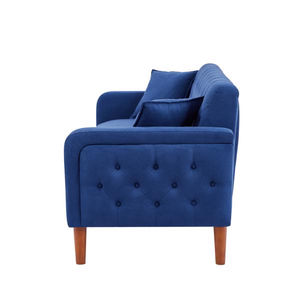 77.95 "Sponge Cushioned Sofa - Blue(Solid wood legs are detachable)