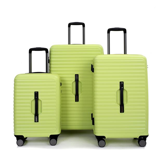 3 Piece Luggage Sets PC+ABS Lightweight Suitcase with Two Hooks, 360° Double Spinner Wheels, TSA Lock, (20/24/28) Light Green