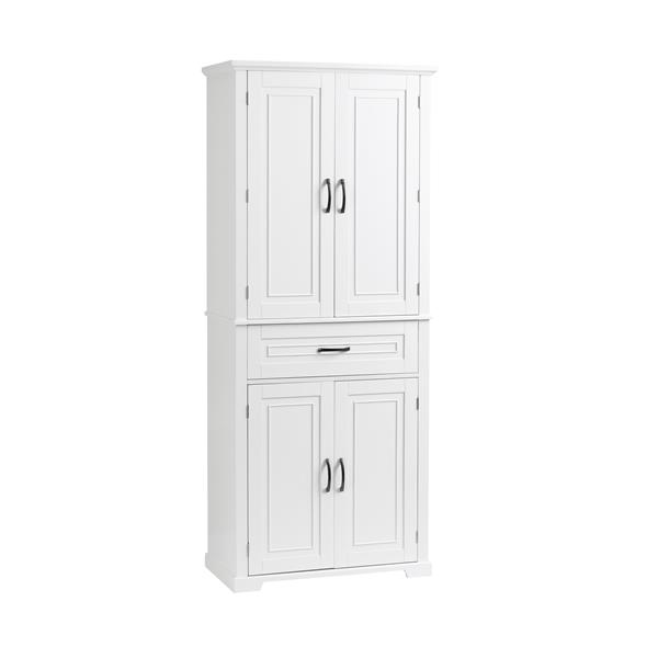 Bathroom Storage Cabinet with Doors and Drawer, Multiple Storage Space, Adjustable Shelf, White