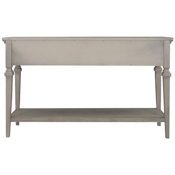 Classic Retro Style Console Table with Three Top Drawers and Open Style Bottom Shelf, Easy Assembly (Gray Wash)