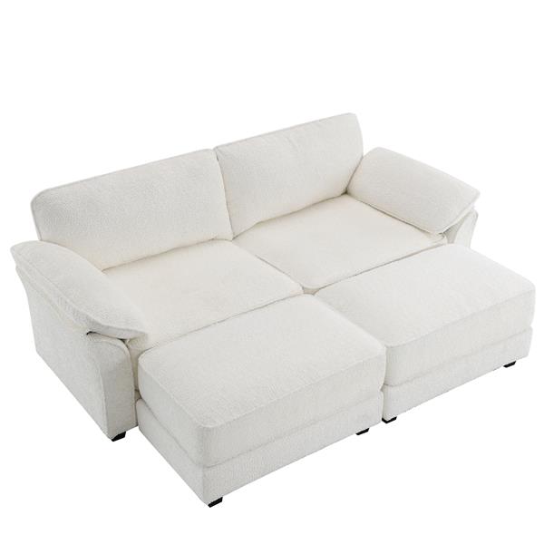 [VIDEO provided] [New] Free Combination Modular Convertible Sectional Sofa Bed Set, 4 Seat Upholstered Sleeper Corner Couch, Deep-Seat Loveseat with Ottoman for Living Room, Office, Apartment,2 Colors