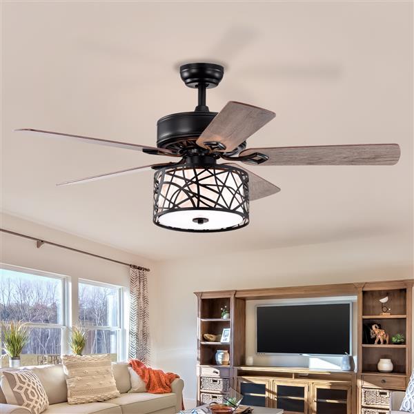 52'' Low Profile Ceiling Fan with Lights(no include bulb),Blade Dark Wood Ceiling fan