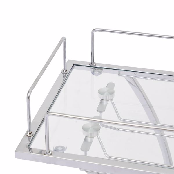 Electroplated Glass Bar Cart, With Wine Rack And Glass Holder, For Kitchen, Serving, Hotel  Silver