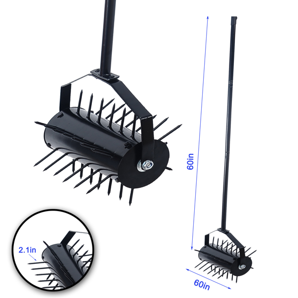 Rolling manual lawn aerator, Home aerator lawn tool pusher, 58-inch handle push lawn aerator for lawns, yards and gardens 