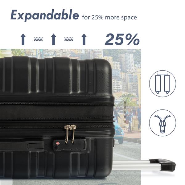  Luggage with TSA Lock Spinner Wheels Hardside Expandable Luggage Travel Suitcase Carry on Luggage ABS 24"