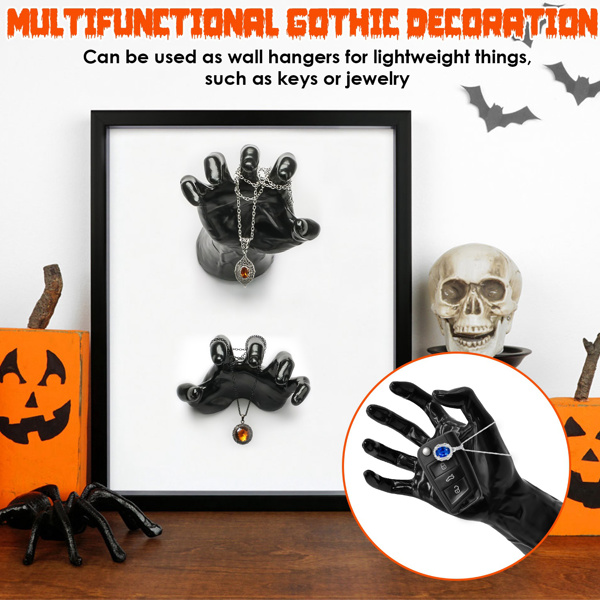 3Pcs Creepy Reaching Hands With Lighted Candles Wall Mounted Halloween Decoration Witch Devil Hand Aesthetic Goth Gothic Life-Sized Horror Hands Hanging Sculpture