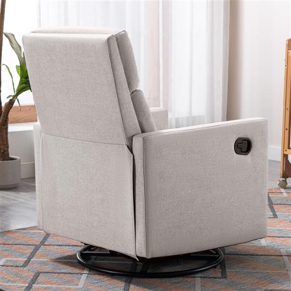 Modern Upholstered Rocker Nursery Chair Plush Seating Glider Swivel Recliner Chair, Tan