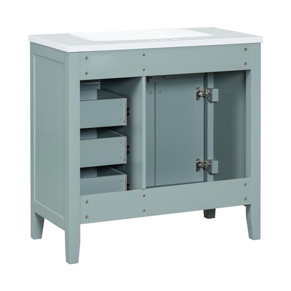 36" Bathroom Vanity with Sink Combo, Green Bathroom Cabinet with Drawers, Solid Frame and MDF Board