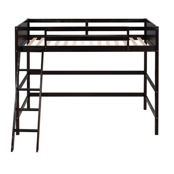 Solid Wood Twin Size Loft Bed with Ladder(Espresso)