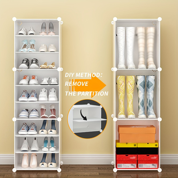 simple dust-proof shoe rack, cute 8-story household economical shoe storage cabinet, 1 column, 8-story shoe cabinet including stickers