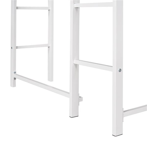 Twin Metal Loft Bed with 2 Shelves and one Desk ,WHITE