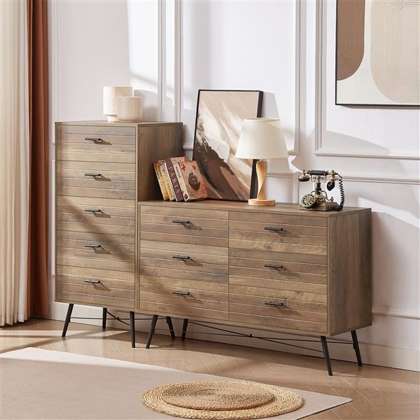 5-Drawer Chest - Spacious and Stylish Chest of Drawers,  Dresser for Bedroom, Closet, Hallway, 23.6"W x 15.7"D x 48"H, Rustic Walnut