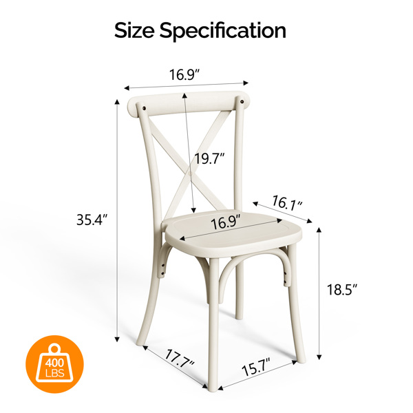  2pcs X- back Garden Plastic Folding Chair White