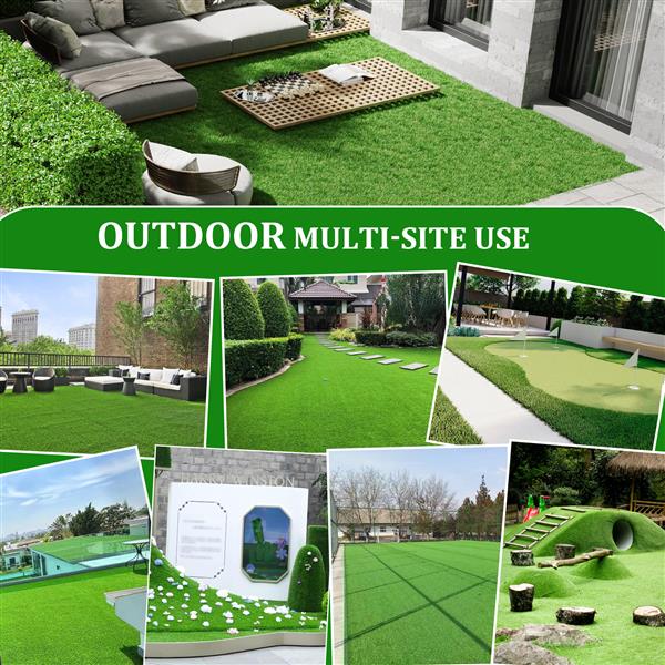 4FTX6FT Outdoor Artificial Grass Runner Rug, Thick Realistic Fake Grass Roll Decor Patio Balcony Garden Lawn, Dog Pets Turf Drain Mat, 1.38" Pile Height