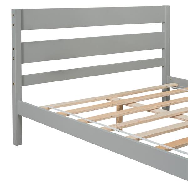 Full Bed with Headboard and Footboard,Grey