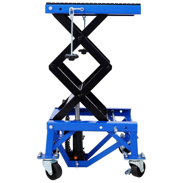 300 lbs Hydraulic Motorcycle Scissor Jack Lift Foot Step Wheels for Small Dirt Bikes,blue color