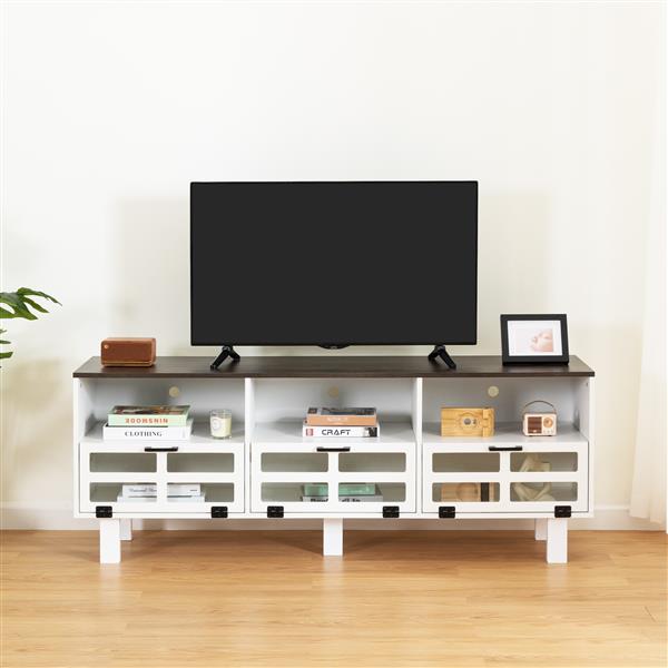 TV stand,TV cabinet,American country style TV lockers,The toughened glass door panel,Metal handles,birch legs,Turn down the drawer,can be placed in Lounge Room,Living Room or Bedroom,color:white+Gray