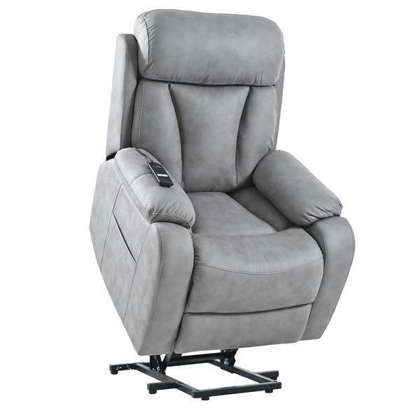 Electric Power Lift Recliner Chair for Elderly, Fabric Recliner Chair for Seniors, Home Theater Seating,Living Room Chair,Side Pocket, Remote Control,Light Gray